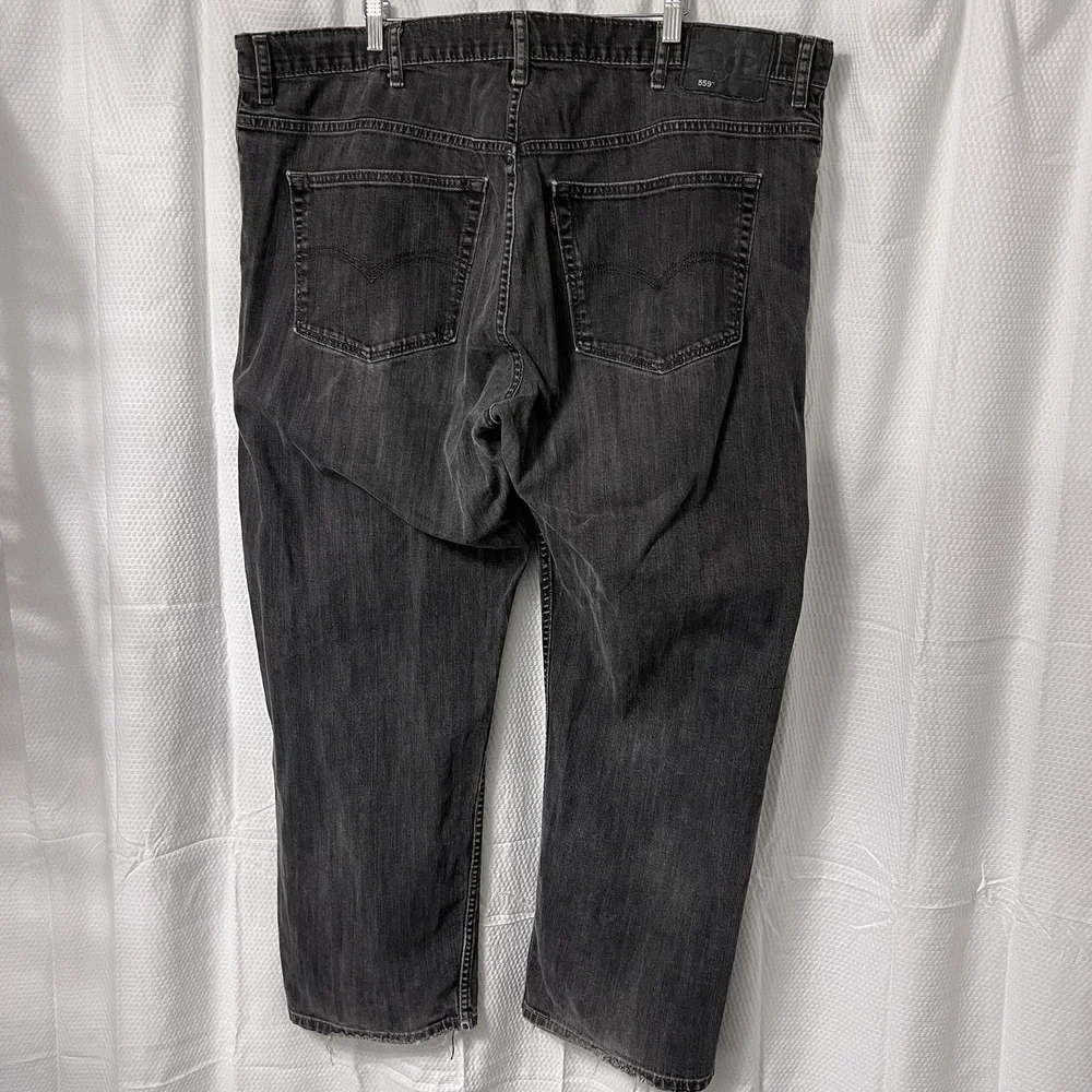 Levi's Men's 559 Relaxed‎ Straight Jeans 44x30 Faded Wash Black Stretch Denim GC